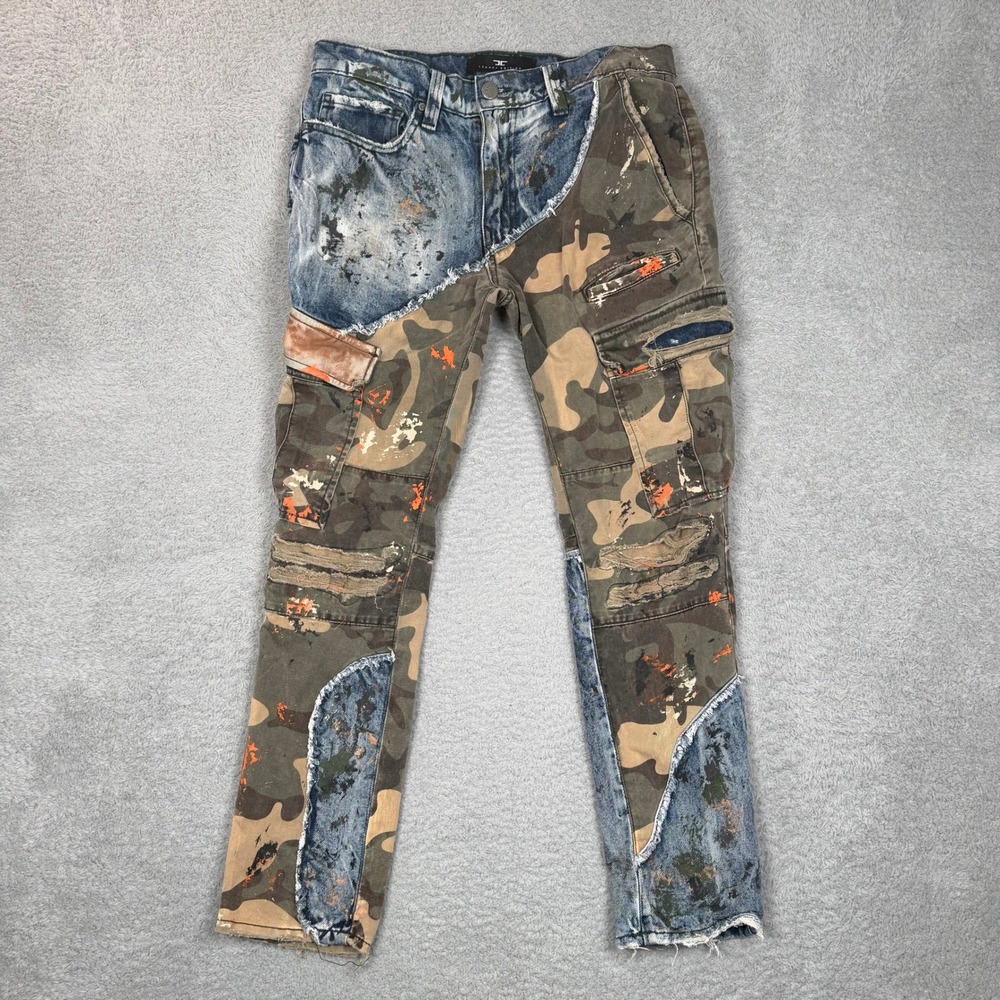 Jordan Craig Legacy Edition Aaron Camo Denim Patchwork Cargo Pants Mens 32x30